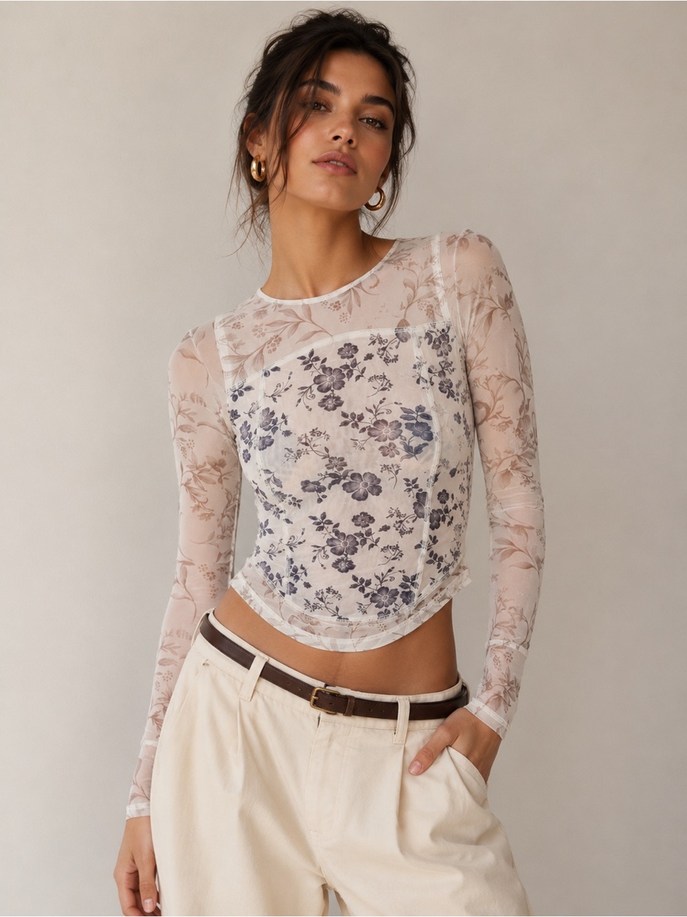 🎉LAST PIECE🎉FREE PEOPLE Betty's Garden Top‎ in Neutral Combo